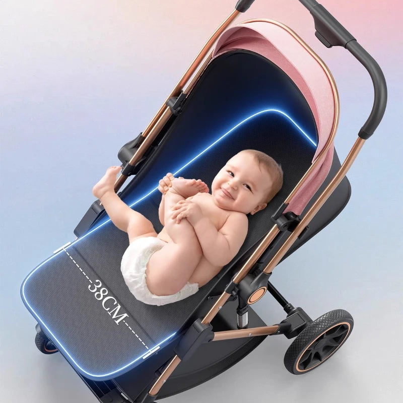 2025 New Baby Stroller Can Sit or Lie Down, Light and Foldable High-view