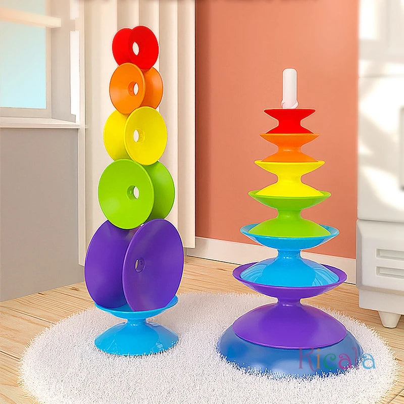 Rainbow Stacking Toys for Toddlers 1-3 Early Educational Toddler Spinning Toys Montessori Baby Stacking