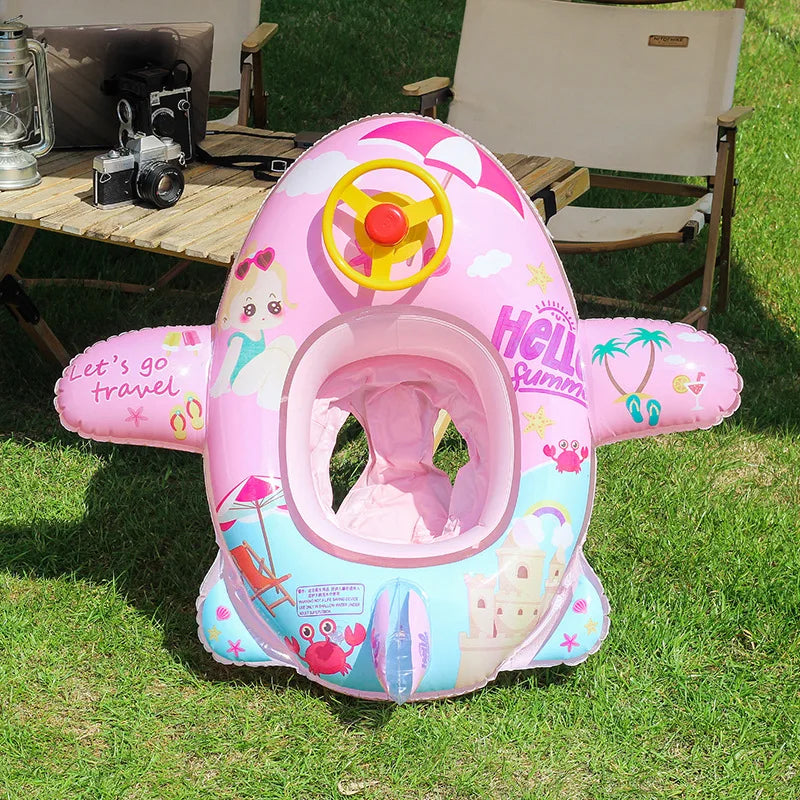 Baby Swim Ring Inflatable Toy Aircraft Shape Swimming Circle Seat Float Swimming Pool Beach Summer