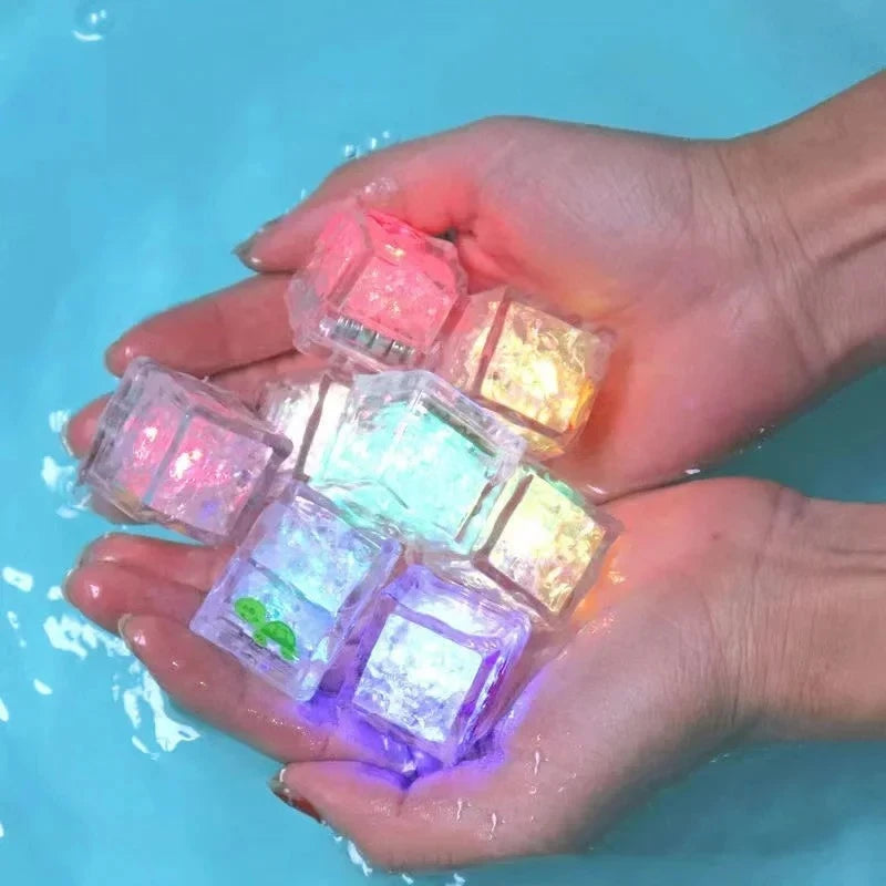 6/12PCS Baby Bath Bathtub LED Light Up Toys Colorful Waterproof Glowing Ice Cube for Bathtub Swimming