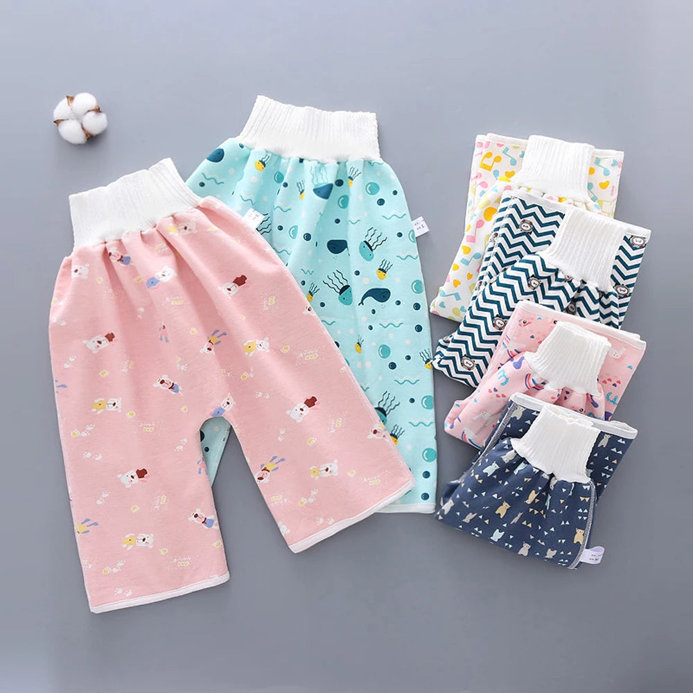 Kids Sleeping Bed Cotton Waterproof Wave Cherry Nappy Shorts Infant Training Pants