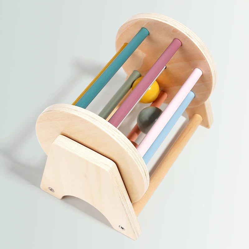 Montessori Infant Wooden Toys Coin Ball Busy Drum Baby Teaching Aid Gifts Color Shape Cognition Match