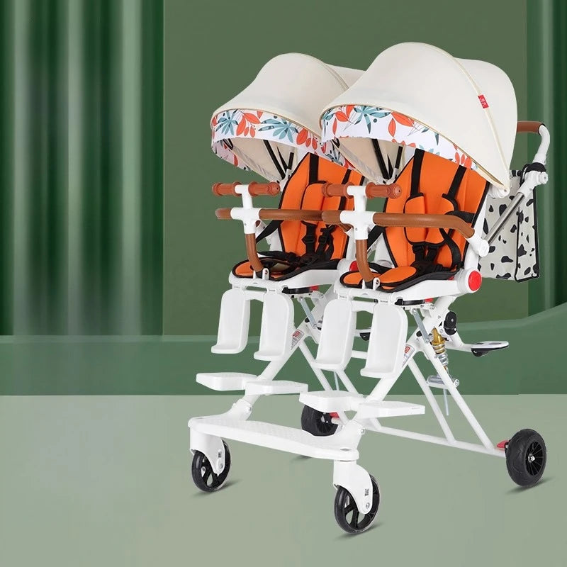 ‌Side-by-Side Twin Baby Jogger Stroller,Dual Reclining Seats Pushchair