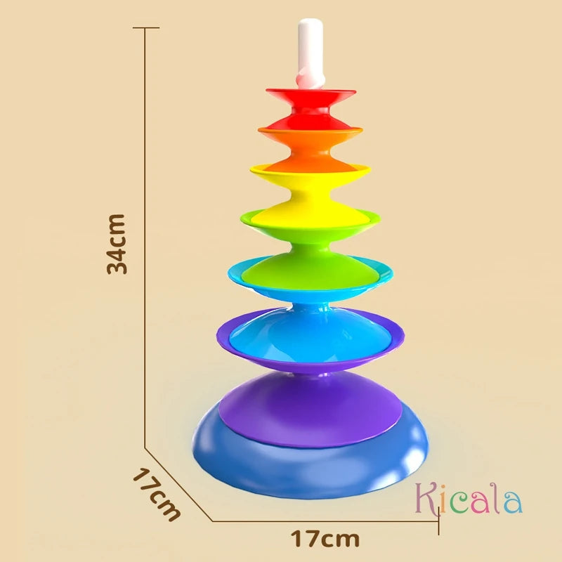 Rainbow Stacking Toys for Toddlers 1-3 Early Educational Toddler Spinning Toys Montessori Baby Stacking