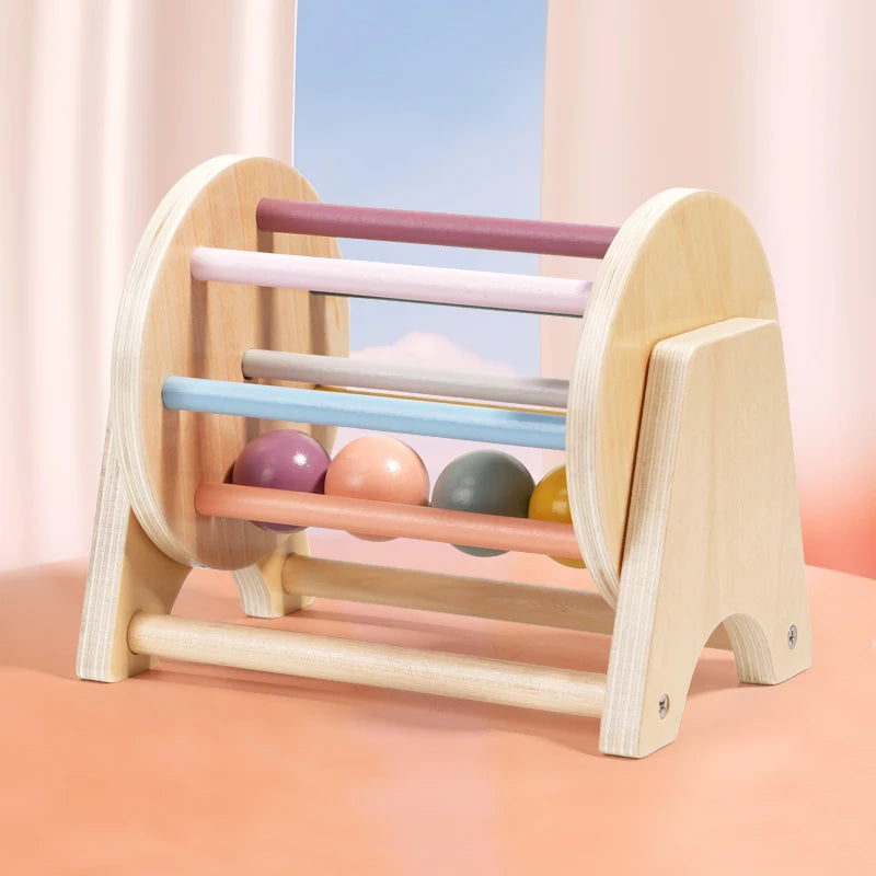 Montessori Infant Wooden Toys Coin Ball Busy Drum Baby Teaching Aid Gifts Color Shape Cognition Match