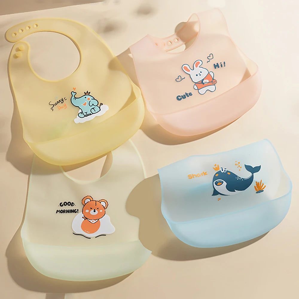 Baby Silicone Bib For Summer Waterproof Feeding Bib For Children Lightweight