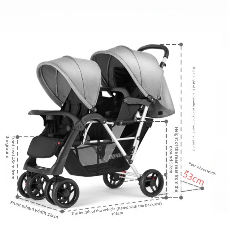 Lightweight Twin Baby Stroller The Baby Stroller Can Sit or Lie Down Collapsible