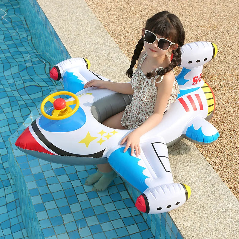 Baby Swim Ring Inflatable Toy Aircraft Shape Swimming Circle Seat Float Swimming Pool Beach Summer