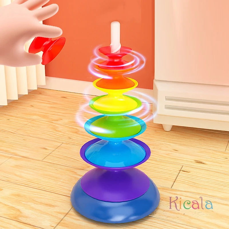 Rainbow Stacking Toys for Toddlers 1-3 Early Educational Toddler Spinning Toys Montessori Baby Stacking