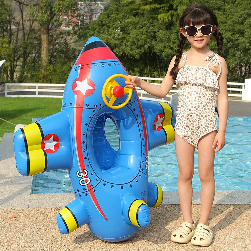 Baby Swim Ring Inflatable Toy Aircraft Shape Swimming Circle Seat Float Swimming Pool Beach Summer