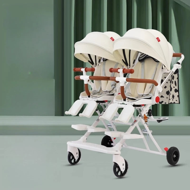 ‌Side-by-Side Twin Baby Jogger Stroller,Dual Reclining Seats Pushchair