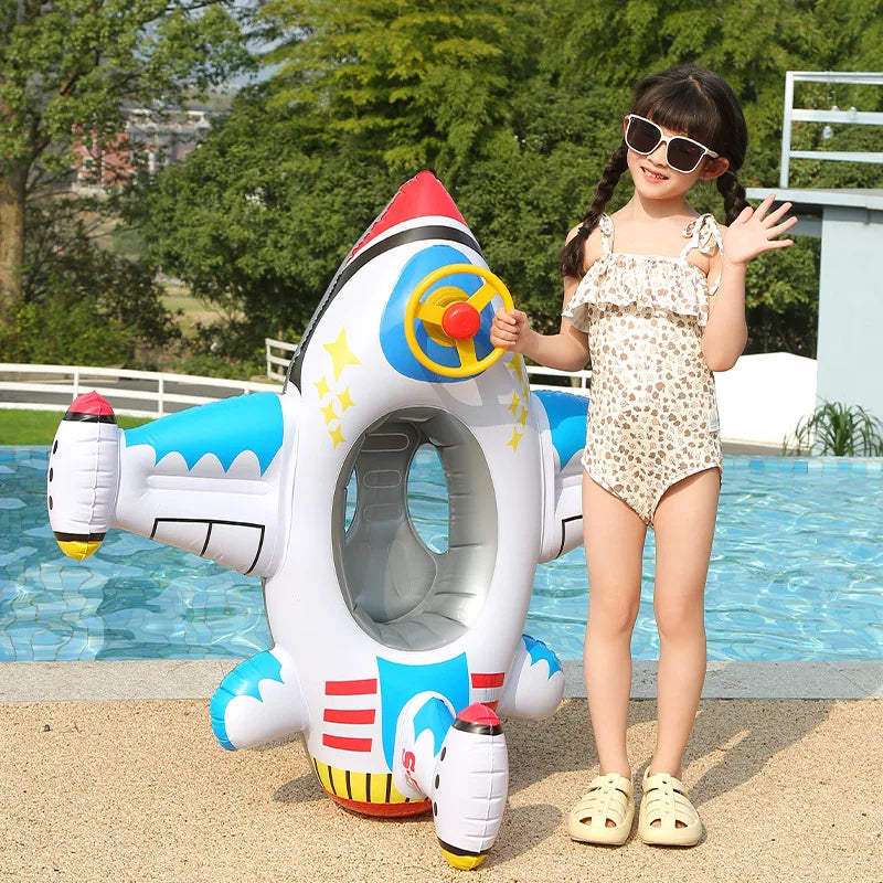 Baby Swim Ring Inflatable Toy Aircraft Shape Swimming Circle Seat Float Swimming Pool Beach Summer