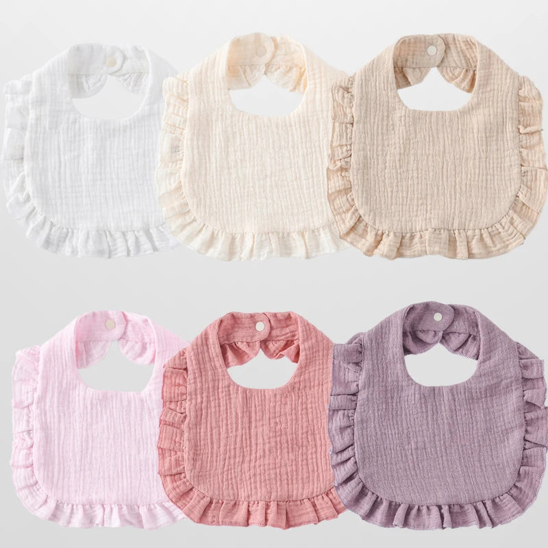 6 Pack Newborn Muslin Cotton Ruffles Bibs Baby Girls Soft Bandana Drooling Teething