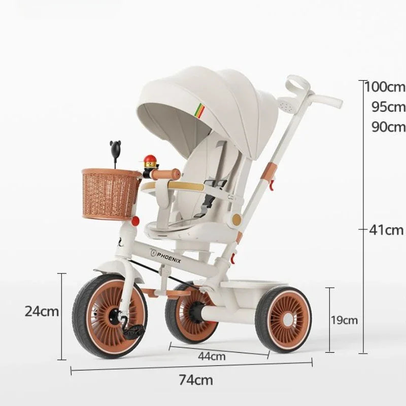 Hand-pushed children's tricycle three-wheeled baby stroller Lightweight