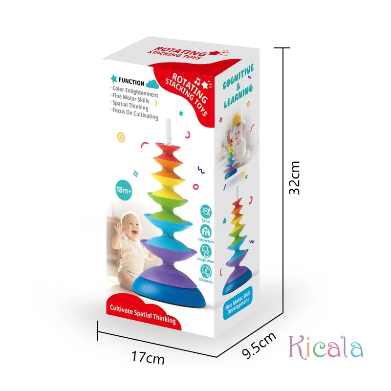 Rainbow Stacking Toys for Toddlers 1-3 Early Educational Toddler Spinning Toys Montessori Baby Stacking