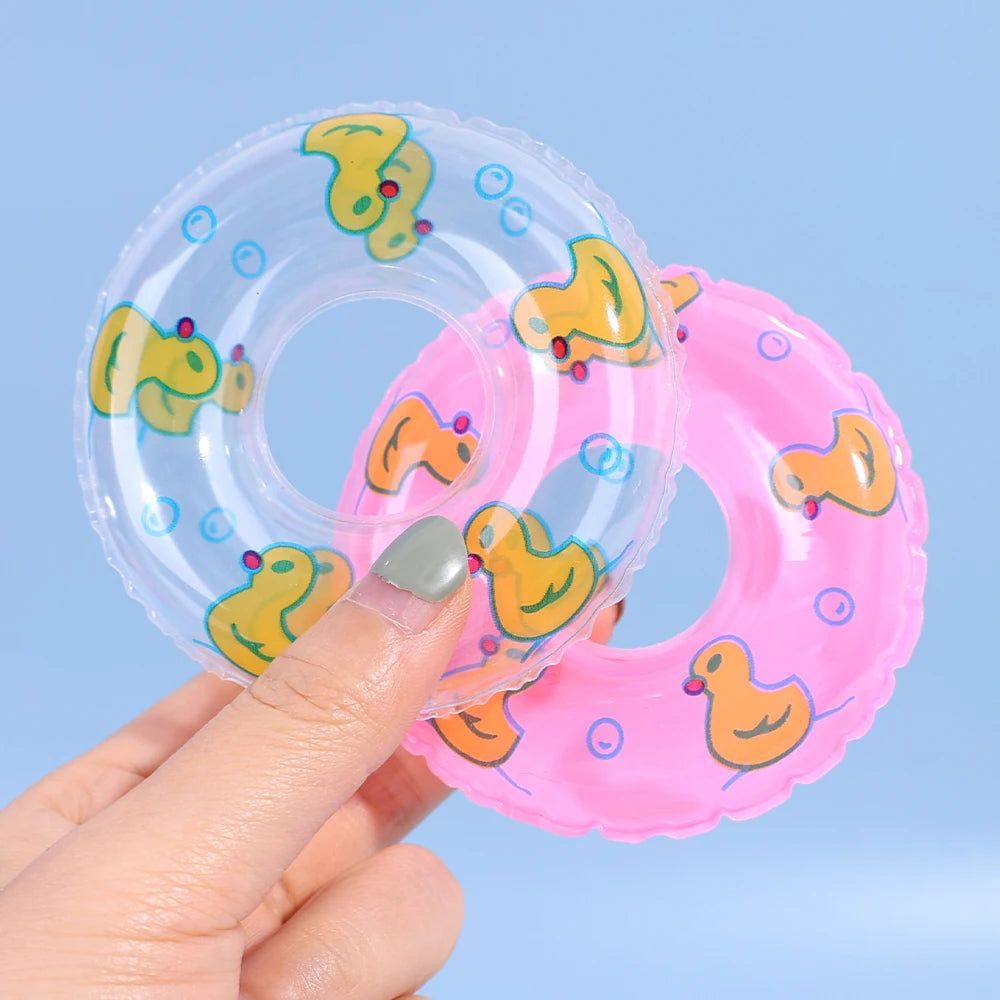 Kids Mini Swim Ring Summer Fun Swimming Pool Float Ring Toys for Rubber Ducks Dolls Floating Bath Toy