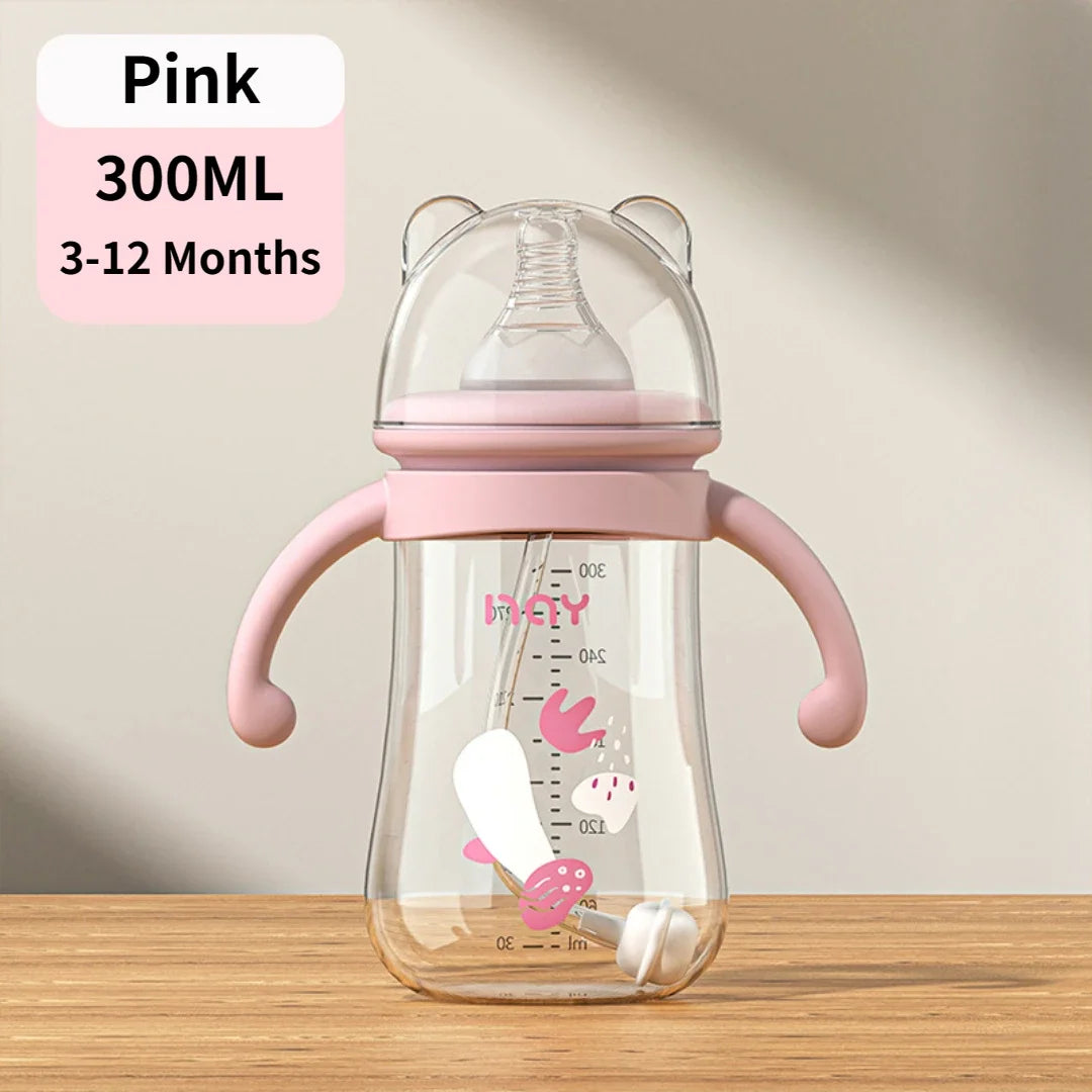 Baby Bottle with Handle PP Bottle Water Cup Set Silicone Pacifier 300ML Large Capacity