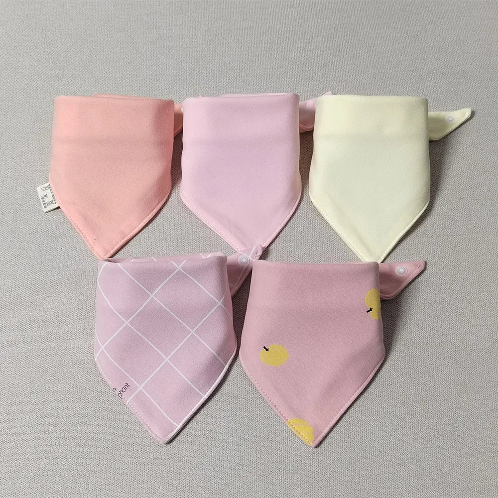 5Pcs/Lot Baby Bandana Bibs Cotton Triangle Double Layer Infant Feeding Burp