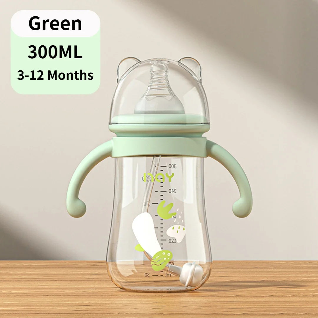 Baby Bottle with Handle PP Bottle Water Cup Set Silicone Pacifier 300ML Large Capacity